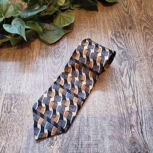 L'Homme Silk Tie Abstract Multicolor Print Career Professional Vintage Brown